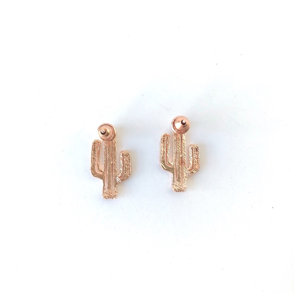 2 pairs for $18 Rose Gold Cactus Stud Earring - Picture 3 of 6